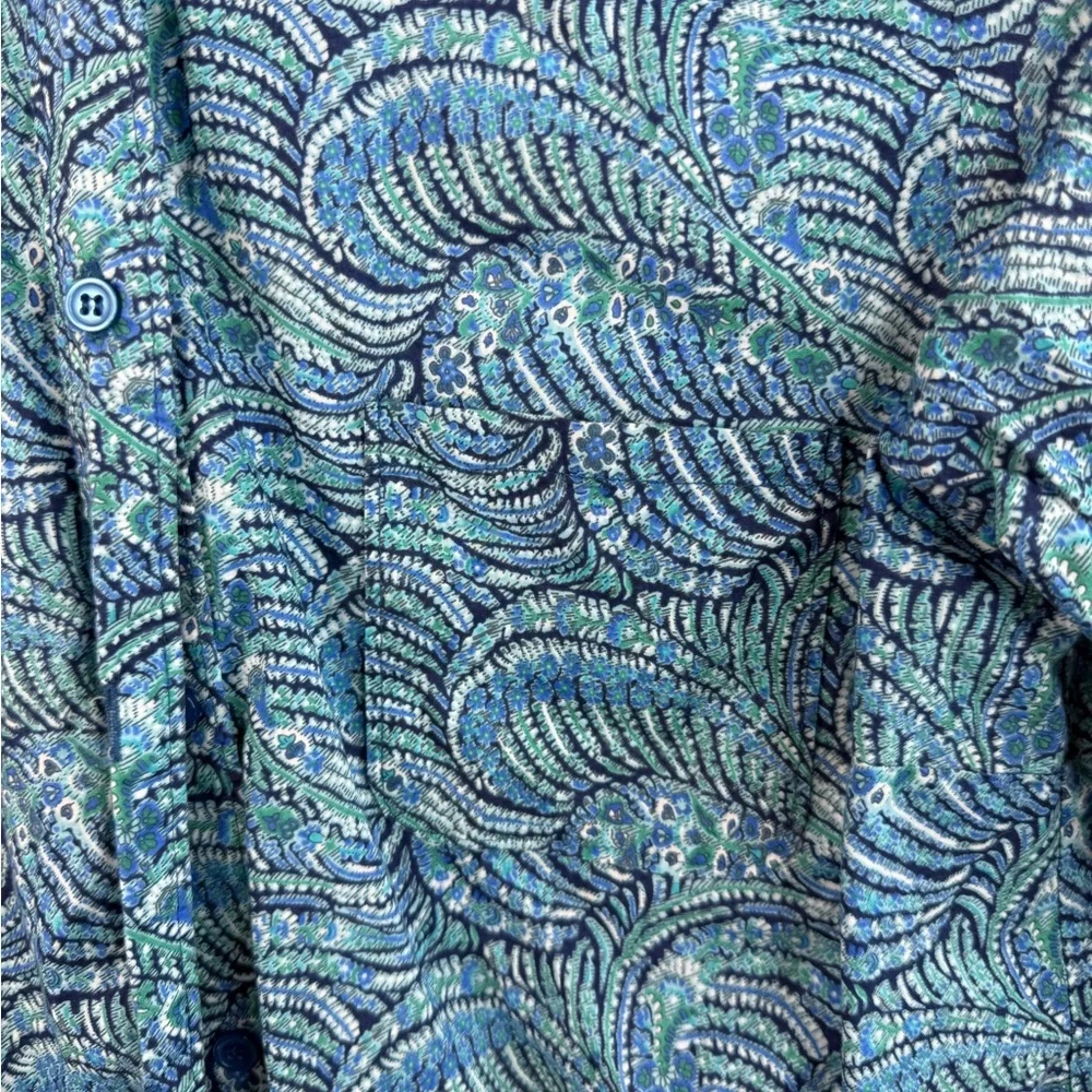 Liberty art fabrics button up blue and Green Patterned Long Sleeve Shirt paisley - Picture 4 of 12